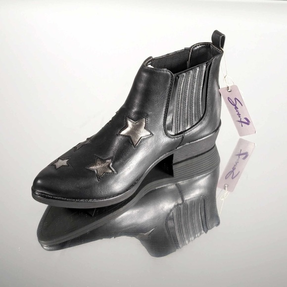 NWT /NIB SEVEN7
ROCKSTAR FAUX LEATHER BLOCK HEEL ANKLE BOOTS -10 - Picture 6 of 8